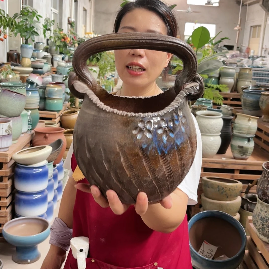 紫砂花盆高度20口径17
