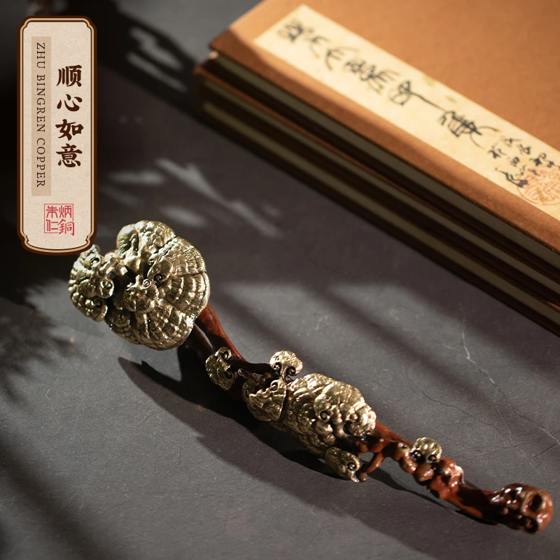 朱炳仁铜【顺心如意】客厅办公桌中式艺术品创意家居装饰品铜摆件