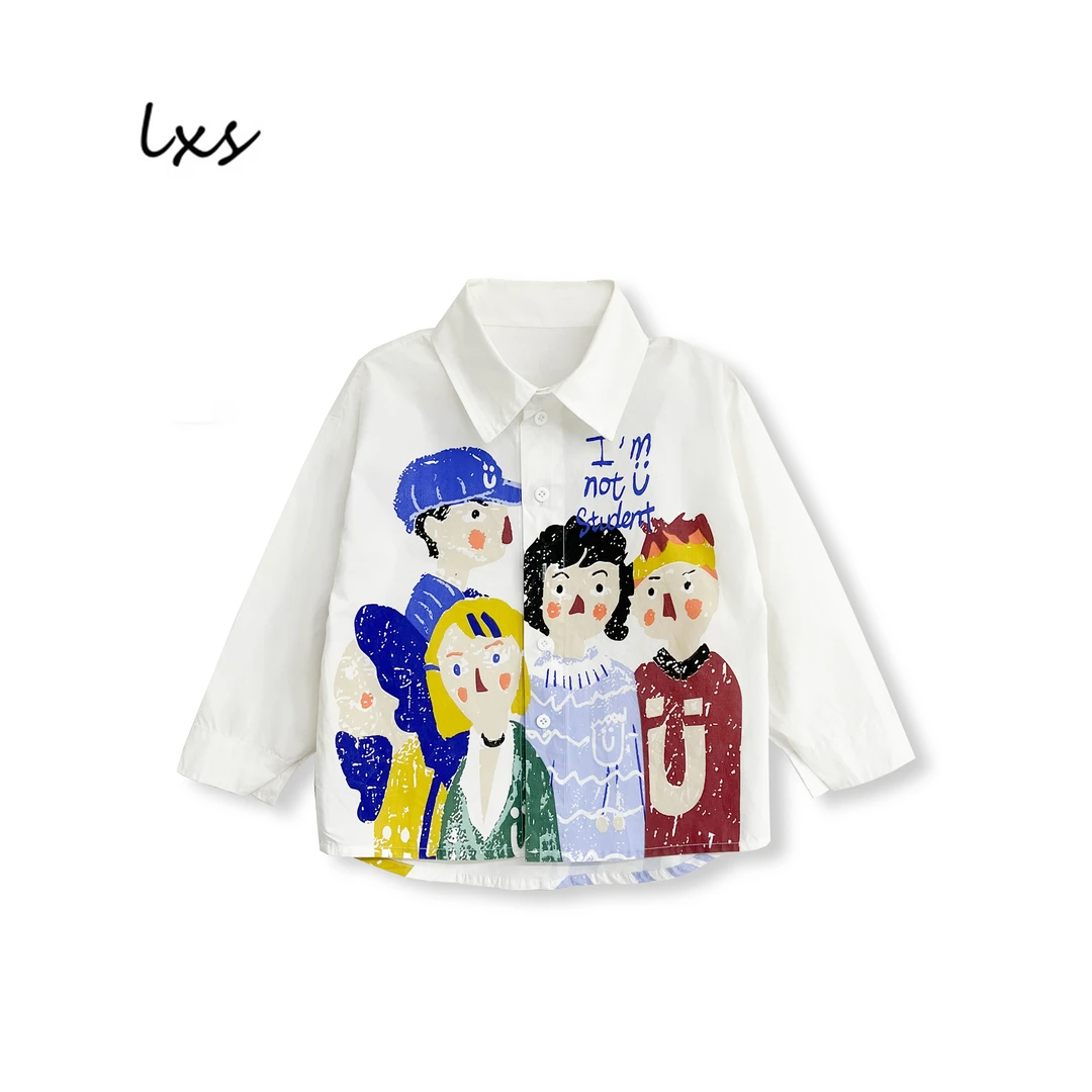 童装儿童秋季韩版宽松时尚百搭帅气休闲卡通长袖翻领衬衫外套Q050