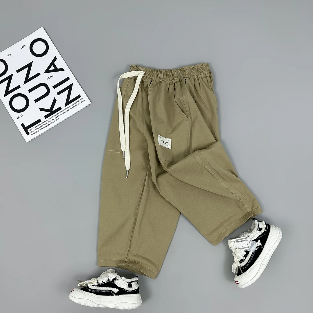 童装现货儿童夏季韩版宽松韩版百搭薄款立体口袋工装休闲裤 H3211