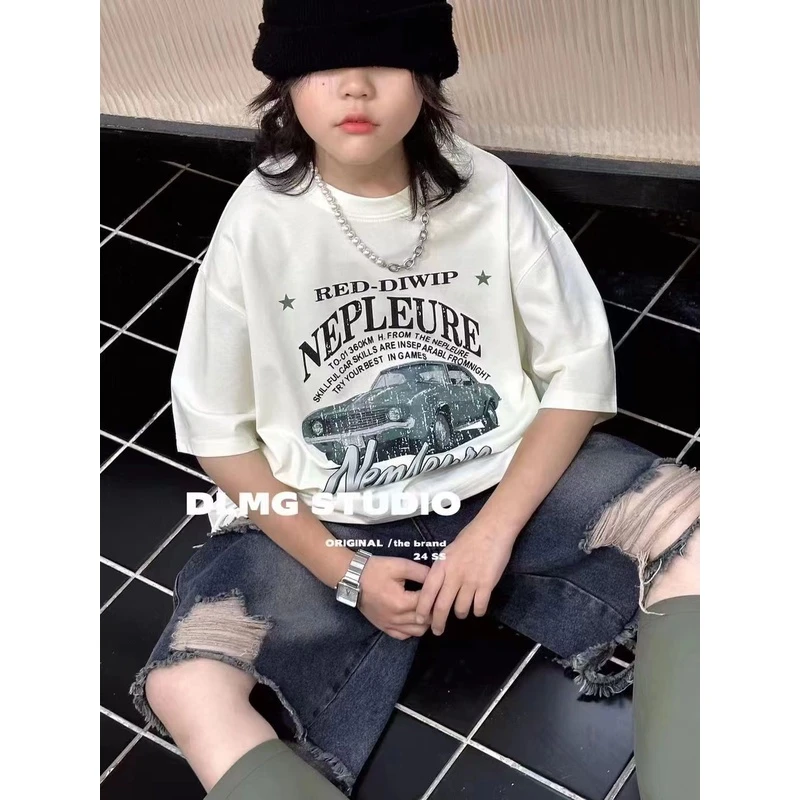 童装儿童夏季韩版时尚百搭潮流宽松圆领短袖T恤 87861