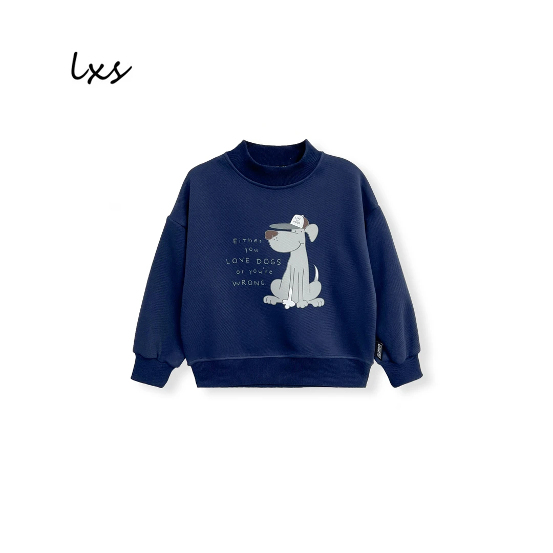 童装冬季加绒韩版时尚百搭休闲潮流洋气长袖儿童高领套头卫衣Q510