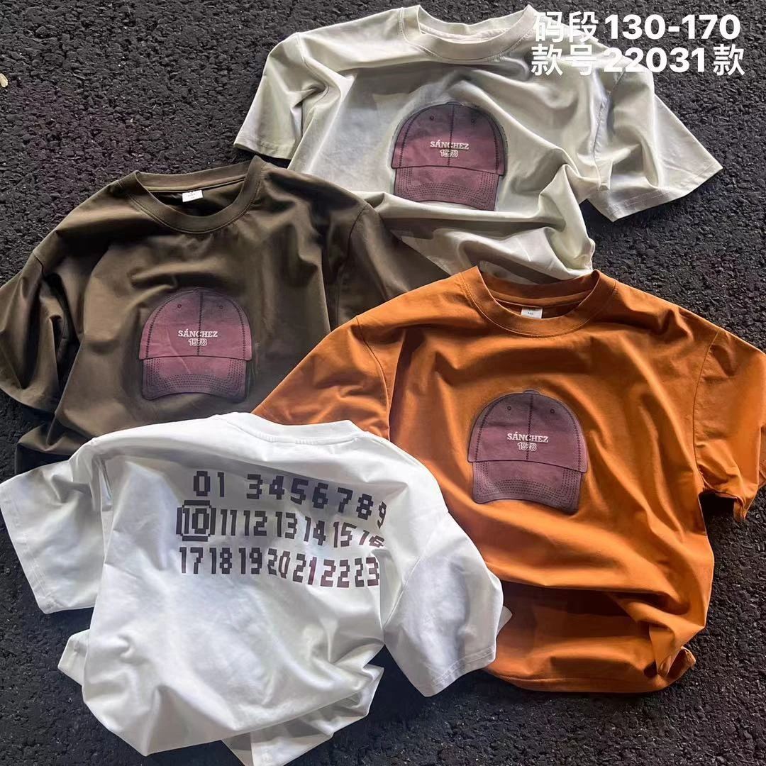 童装儿童夏款韩版纯棉时尚百搭印花圆领打底短袖T恤H220315