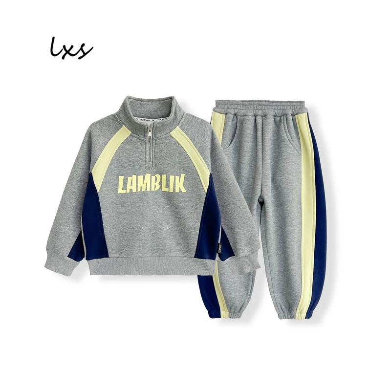 儿童冬季加绒韩版休闲时尚百搭潮流洋气长袖外套秋冬帅气套装Q331