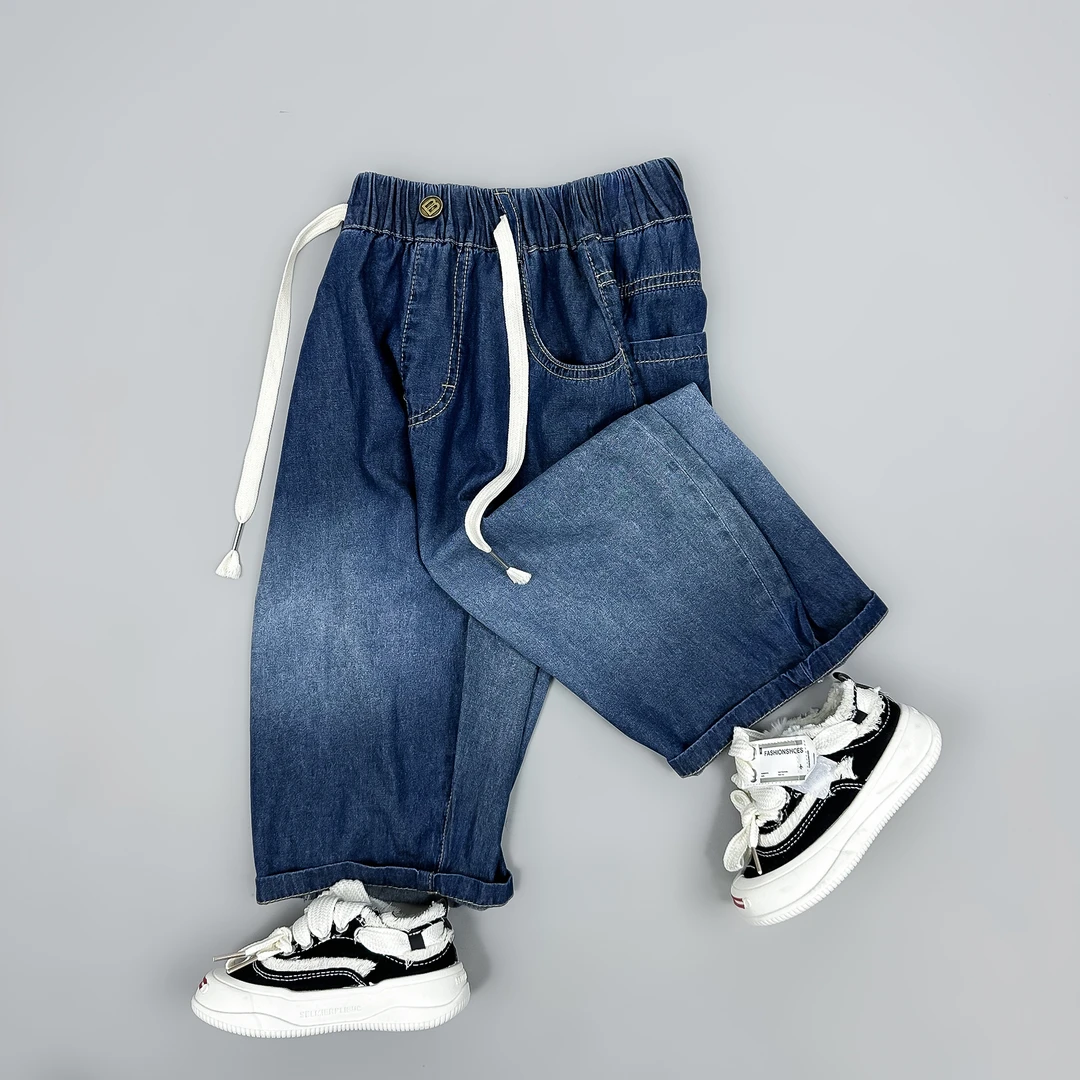 儿童夏季韩版宽松时尚原色百搭七分牛仔裤 E28209鹿小深·Studio