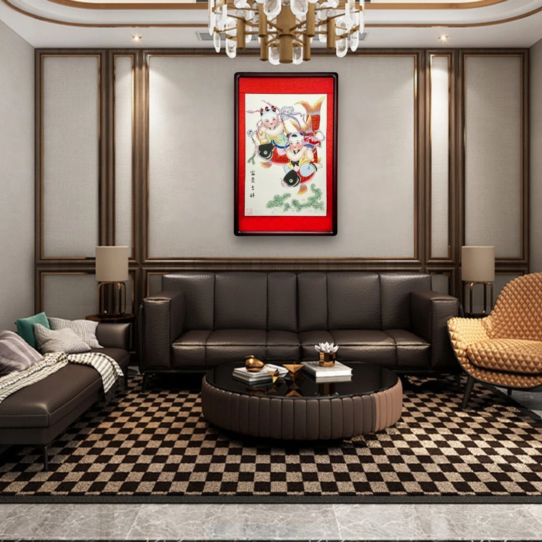 富贵吉祥杨柳青精品年画手绘年画手工艺国粹家居挂画送礼佳品非遗