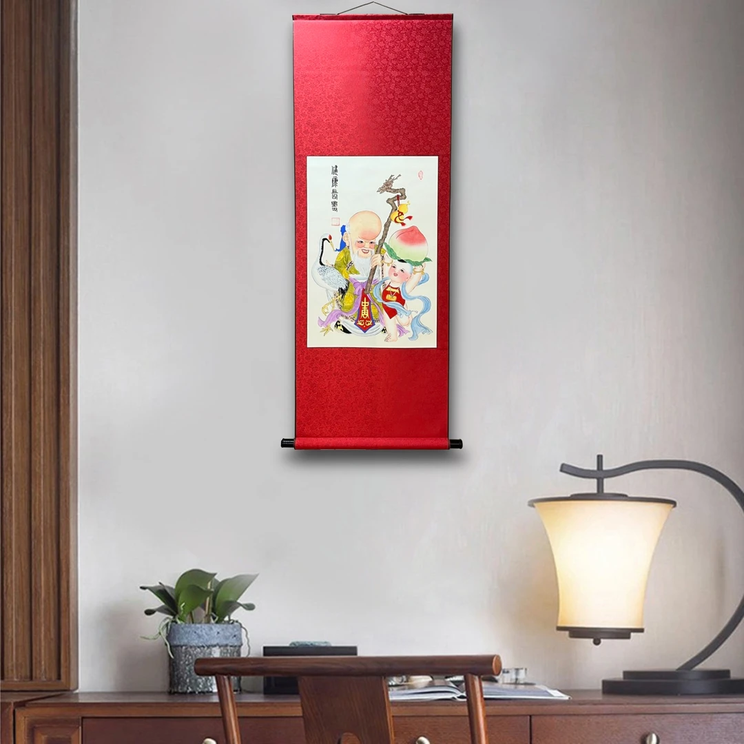 健康长寿杨柳青精品年画国粹传承家居挂画祝寿老人礼品老人房挂画