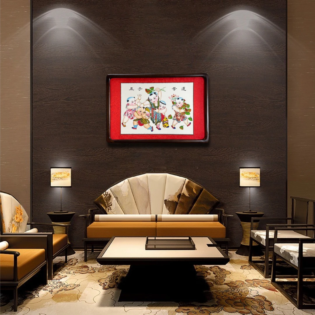 杨柳青精品镜框遮电表箱年画册页礼物非物质文化遗产 国粹挂画