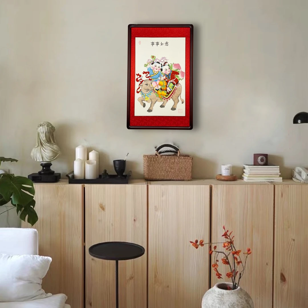 事事如意杨柳青精品年画非遗手工艺送礼佳品家居挂画玄关茶室装饰