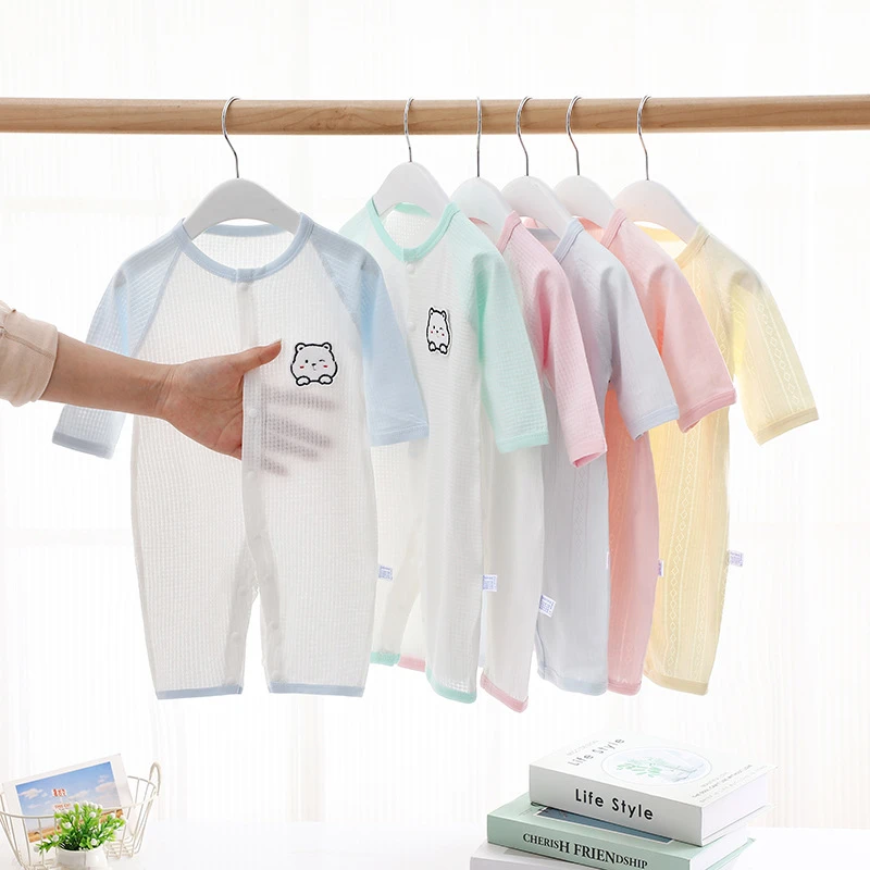 婴幼儿夏季薄款连体衣A类宝宝哈衣睡衣爬服长袖空调服