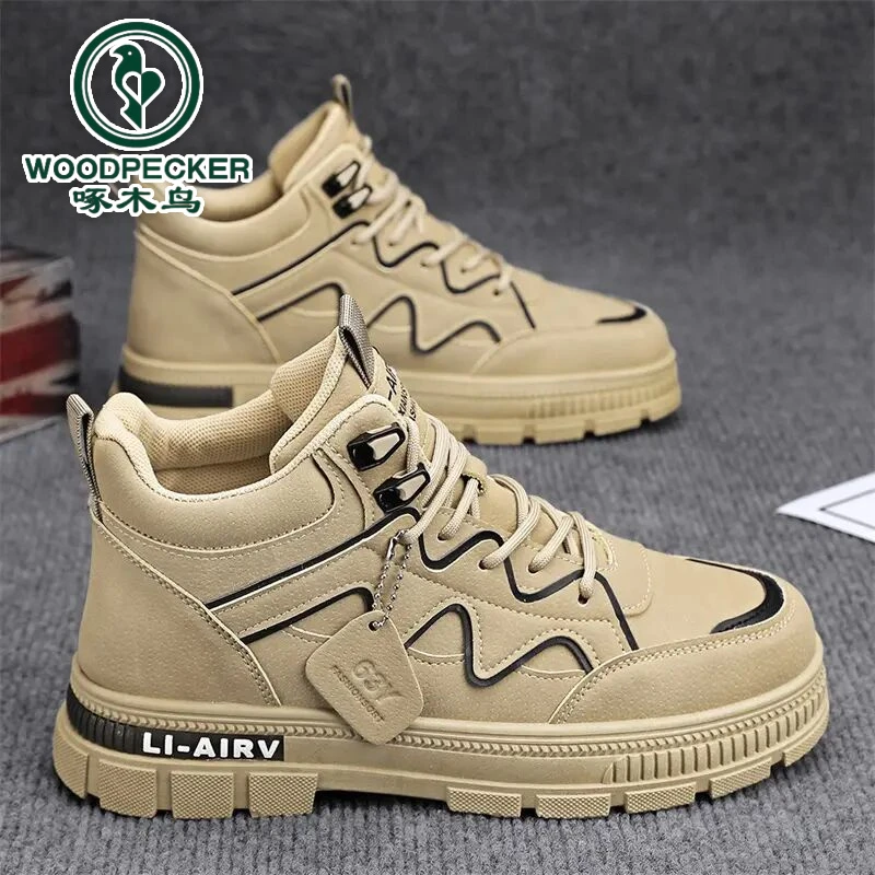 woodpecker/啄木鸟男鞋2023秋春季新款百搭潮流防滑耐磨马丁靴男