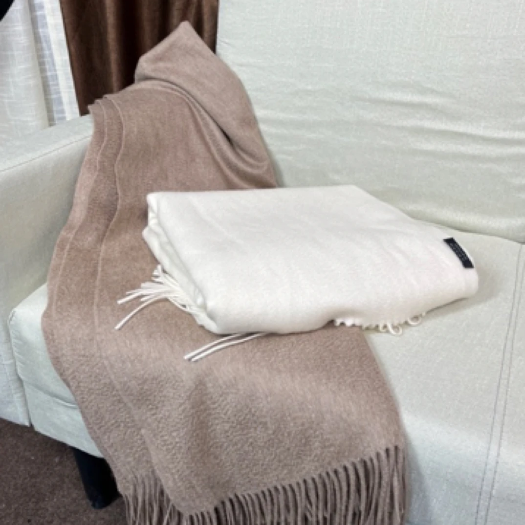 【X】纯色水波纹羊绒毯