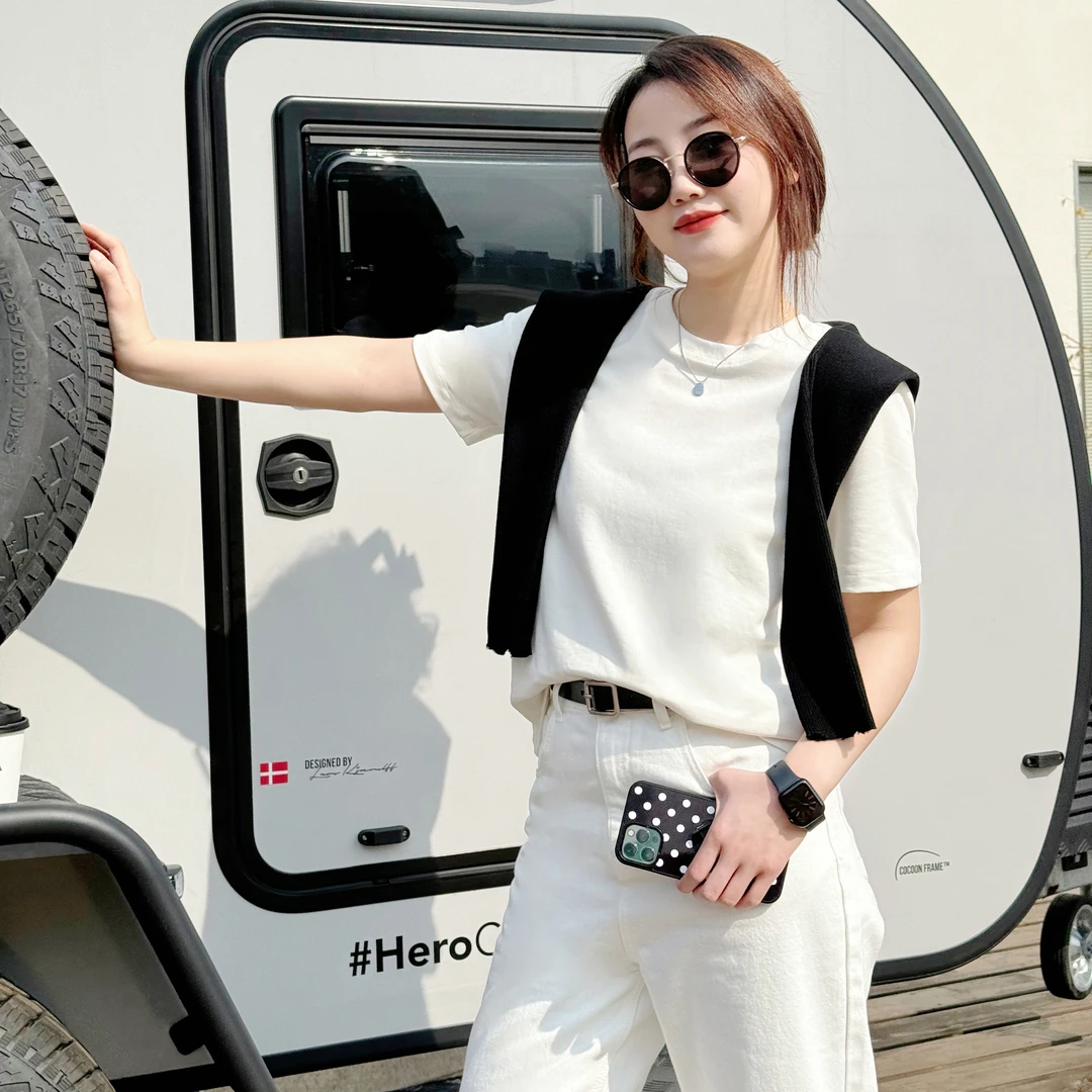 今婷【面膜T】休闲纯色夏简约圆领多巴胺正肩百搭短袖T恤-M24101315