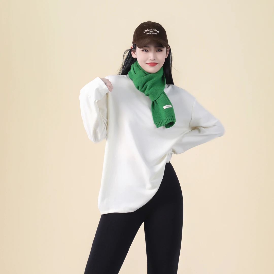 今婷【遮屁股打底】长袖潮流休闲风套头双面磨毛长袖T恤 -M24405309