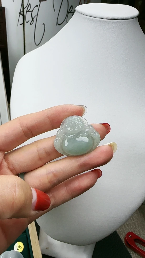 天然翡翠A货佛公吊坠