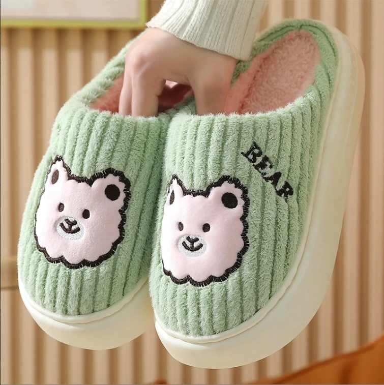 棉拖鞋女可爱少女心秋冬季居家保暖室内防滑厚底情侣家用毛绒拖鞋