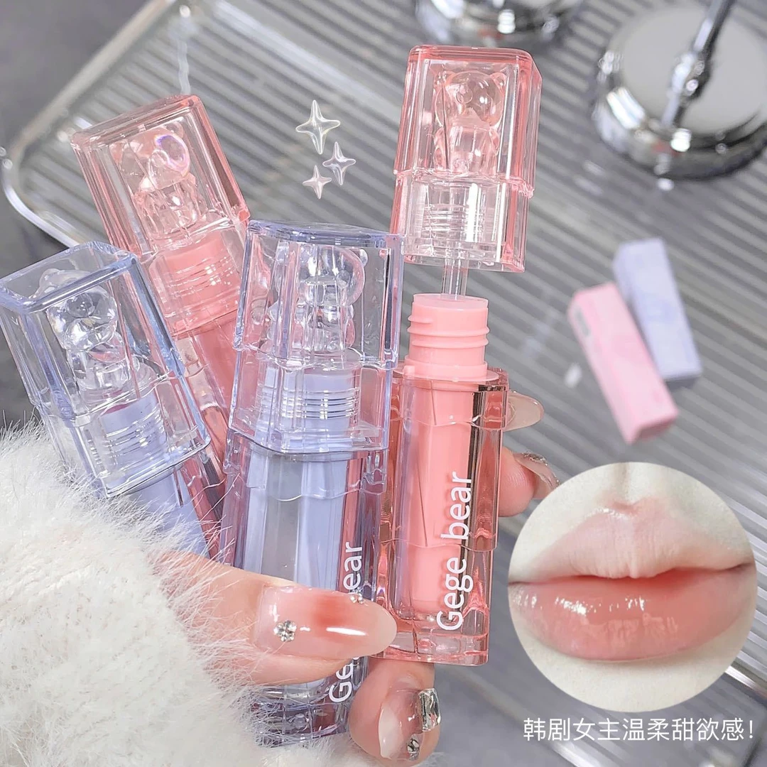 Gegebear戈戈小熊纯欲水光唇釉滋润保湿防水不易沾杯秋冬显白唇彩