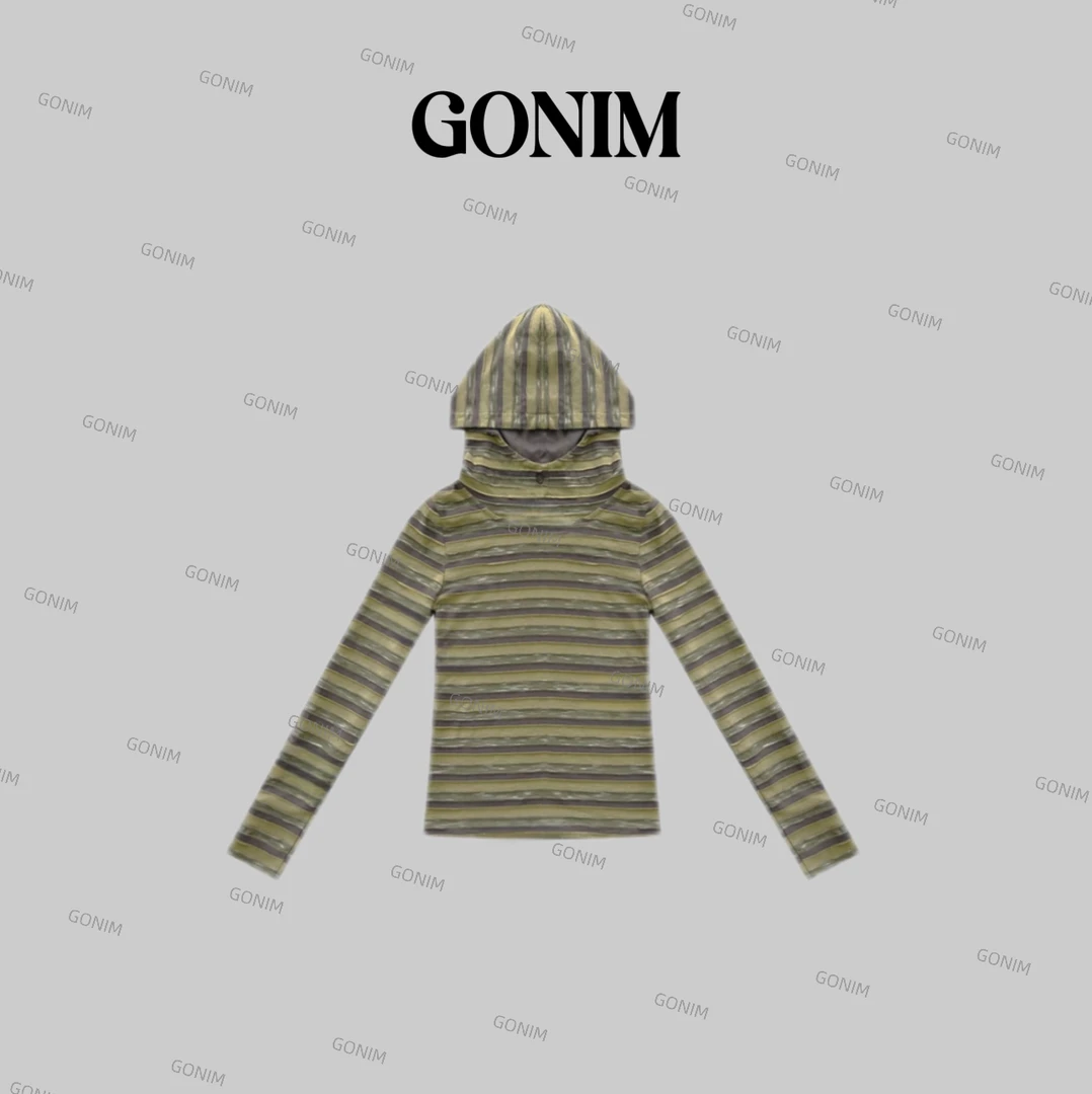 Gonim· "矜贵‘’24早秋款高级感休闲舒适连帽条纹外套经典百搭上衣