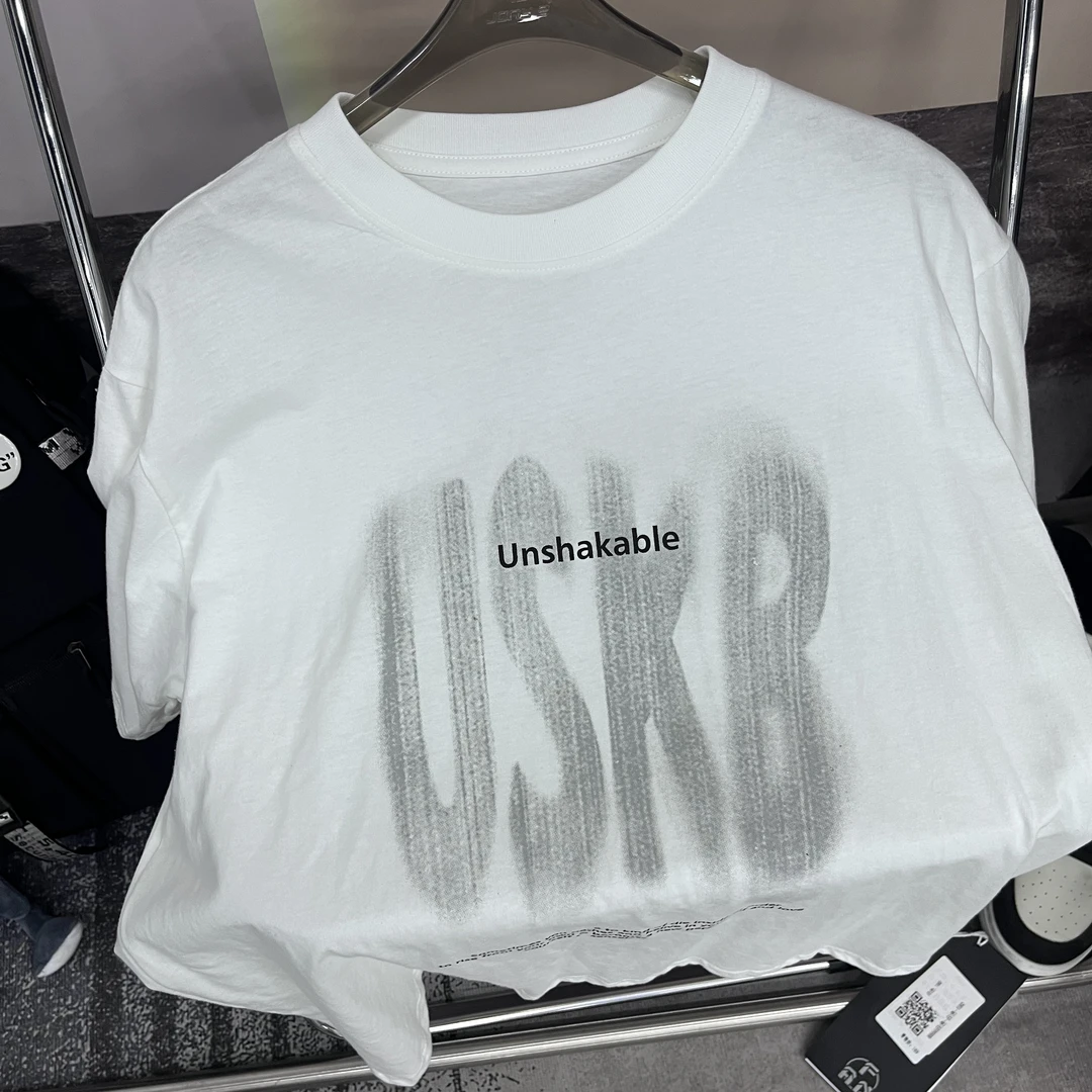 8866 白色 青少年潮牌休闲针织圆领短袖