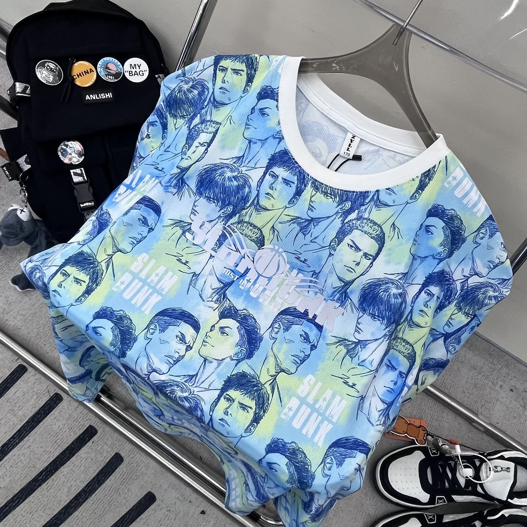 88609 蓝色 青少年潮牌速干T恤