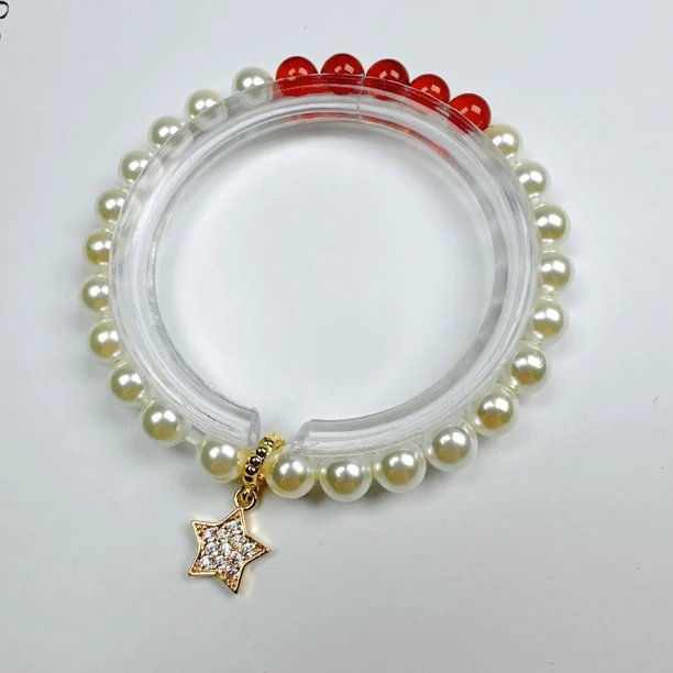 白贝珍珠DIY散珠手串+配件时尚手链白色珠珠气质简约