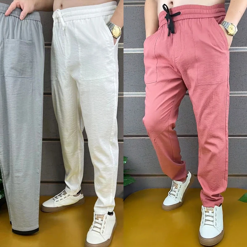 夏季新款休闲卫裤男弹力净版方兜时尚小脚宽松裤子舒适百搭哈伦裤