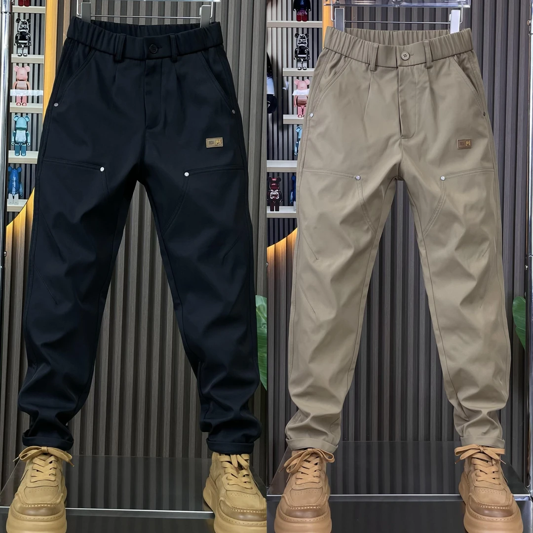 2024秋冬男士工装裤加厚加绒时尚百搭潮流舒适弹力户外束脚休闲裤