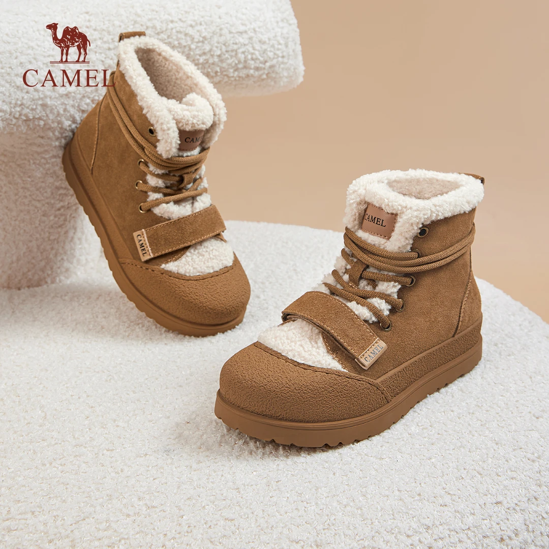 骆驼女鞋2025冬季新款时尚百搭雪地靴保暖舒适柔软短靴L23W577206
