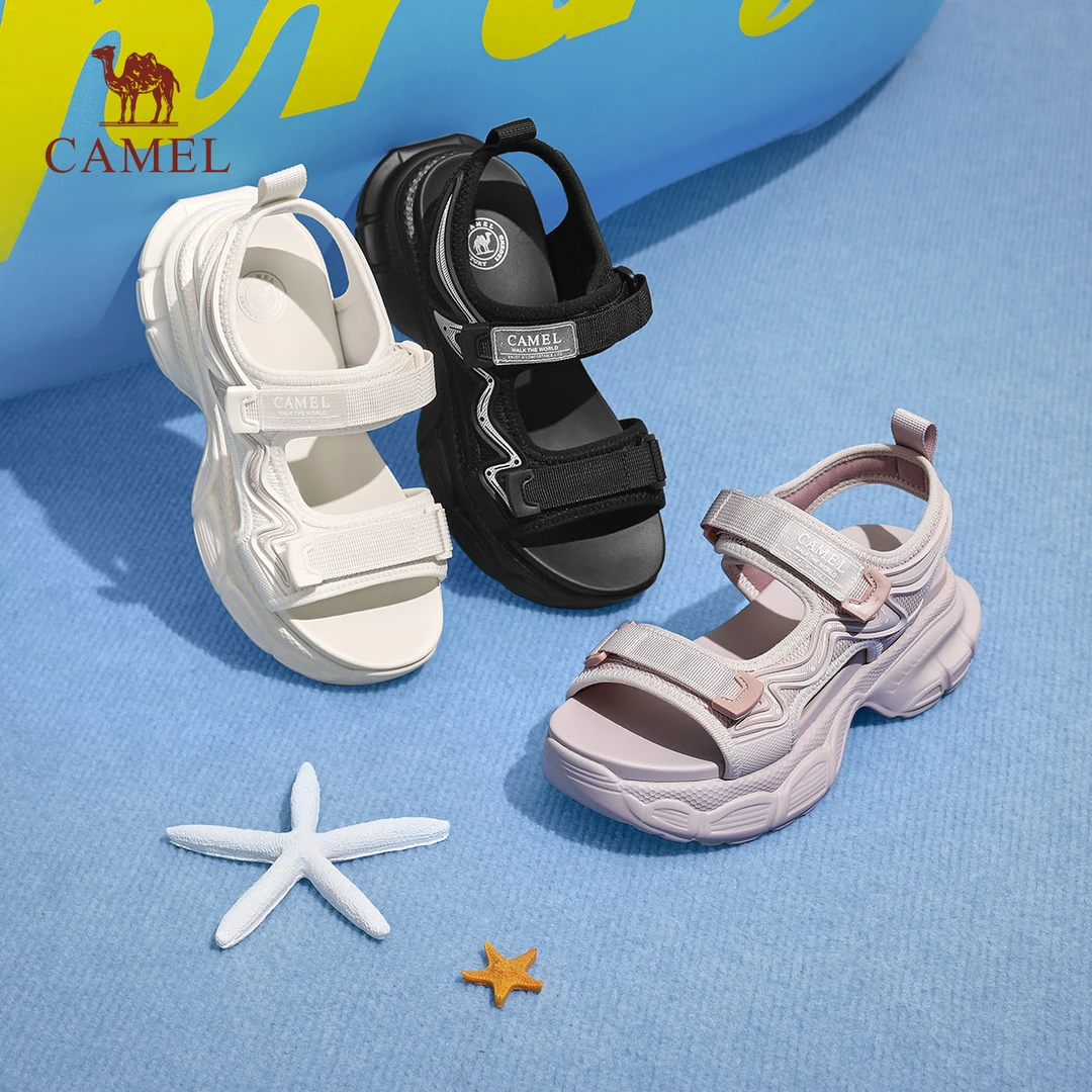骆驼女鞋2025夏季新款时尚甜酷机甲凉鞋厚底休闲凉鞋鞋L24M577678