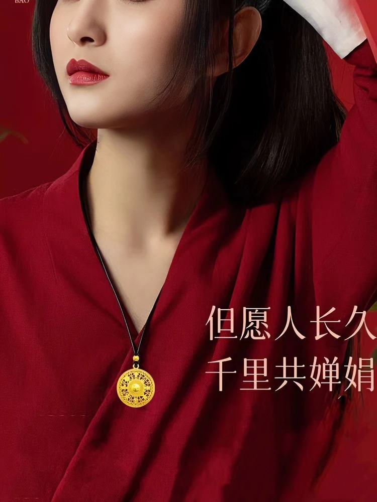 合金吊坠 【八宝罗盘】龙年爆款 手工时尚双面金色实心传承福字牌