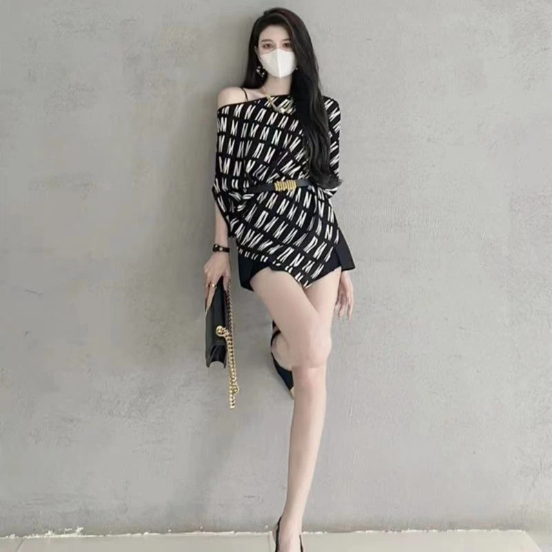 网红爆款正肩短袖t恤女2023夏季新款设计感小众法式气质露肩上衣