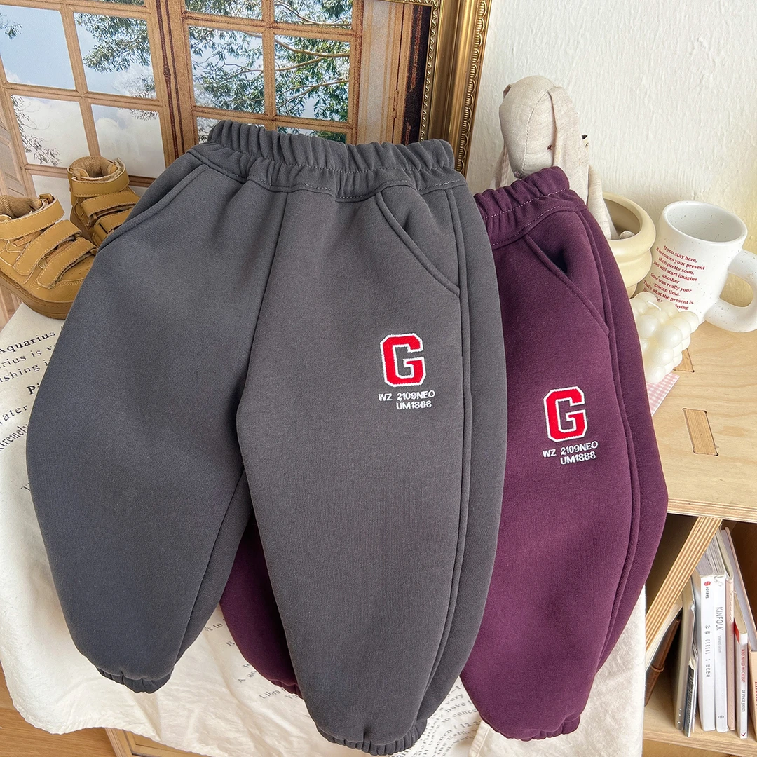 600g重磅加绒裤儿童冬季裤子一条过冬休闲裤 KZ23576