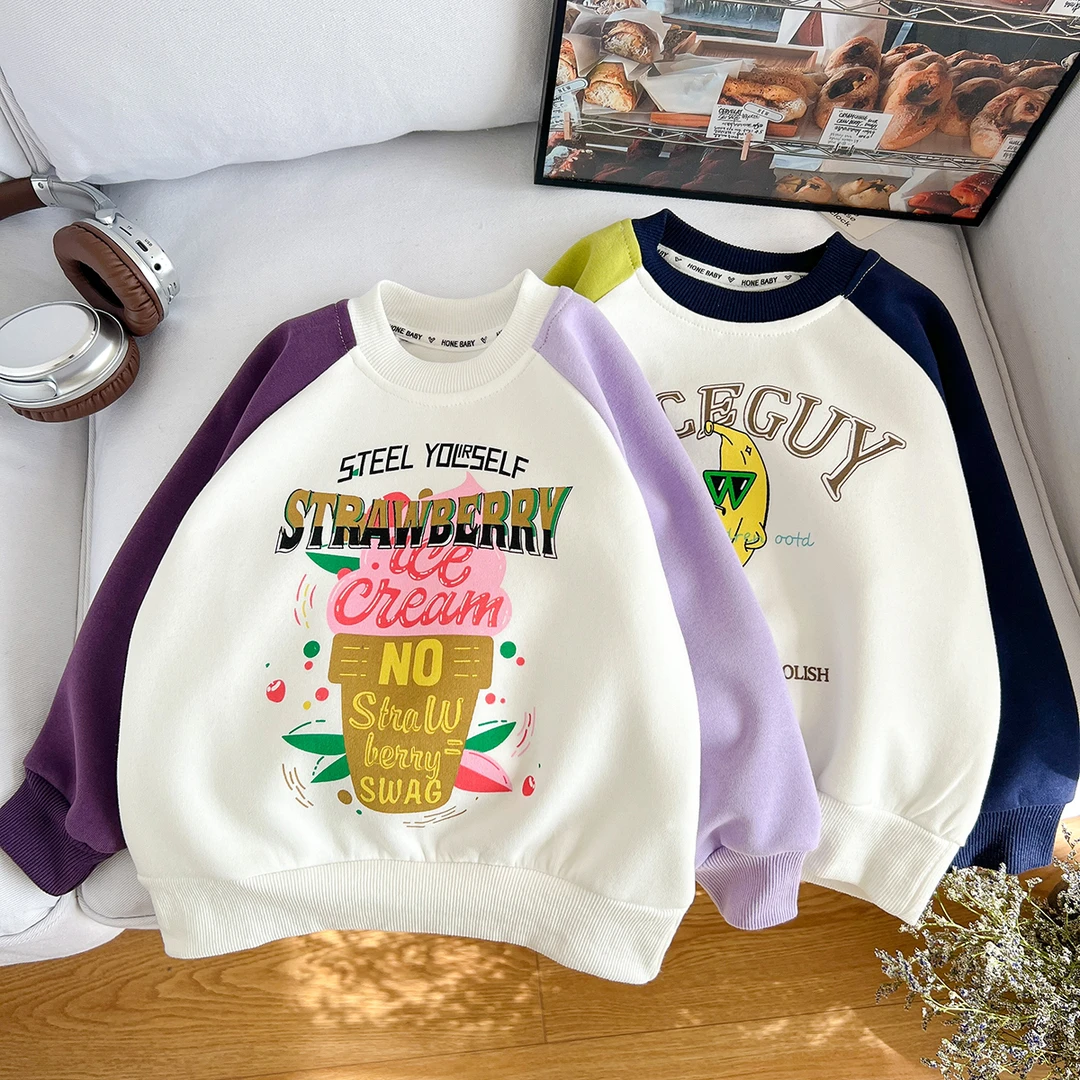 【主播推荐】【顾奈】儿童插肩袖撞色卫衣男女上衣WY24113