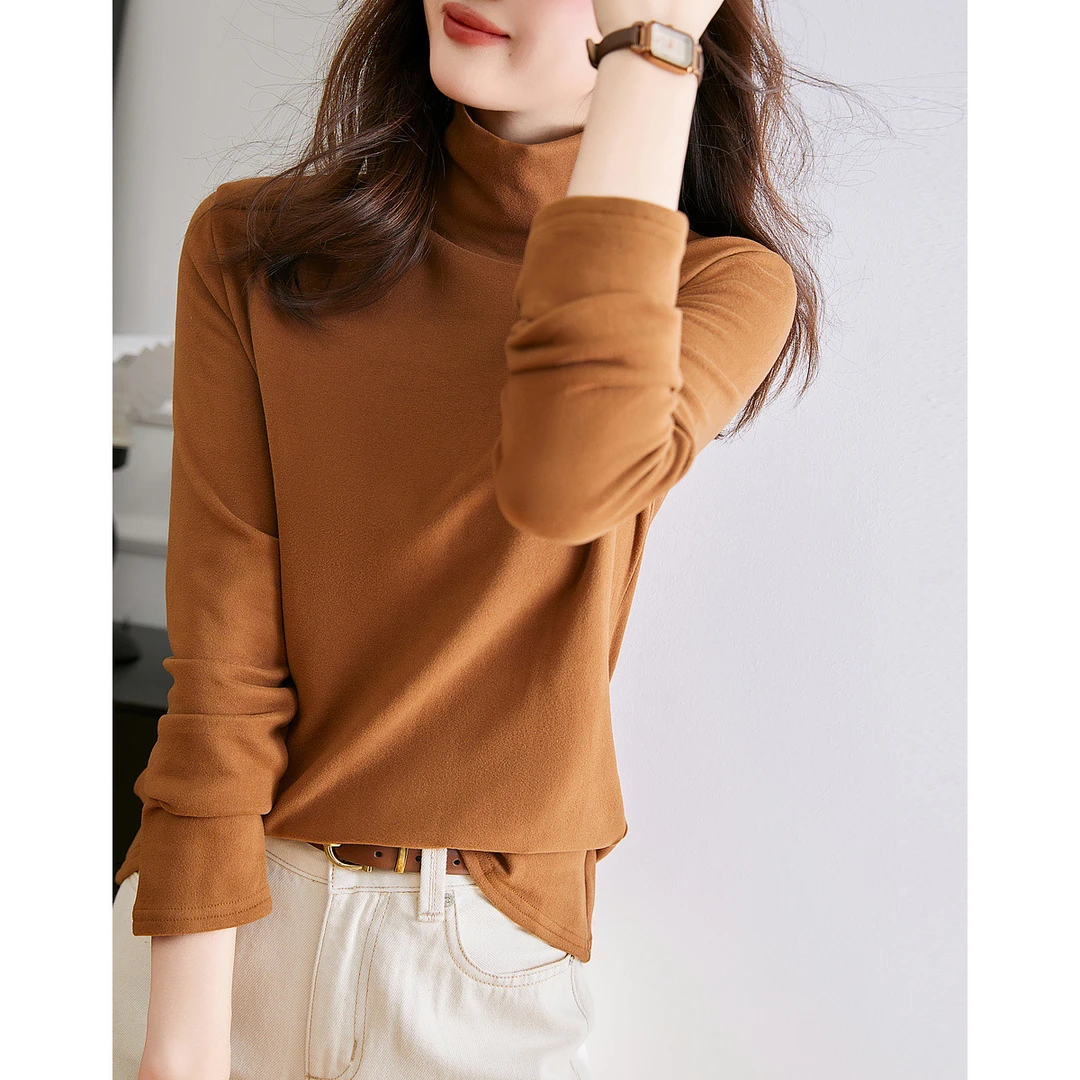 【温暖舒适】冬季新款半高领长袖微弹简约通勤打底衫女气质