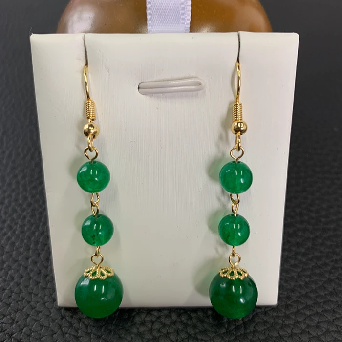 合金耳饰 仿玉石耳饰南山崔崔包金绿耳饰女款气质