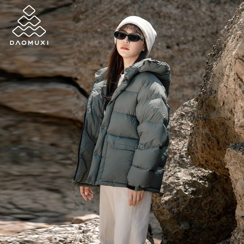 道木熙泡芙羽绒服女短款2024新款冬季加厚保暖宽松连帽95绒面包服