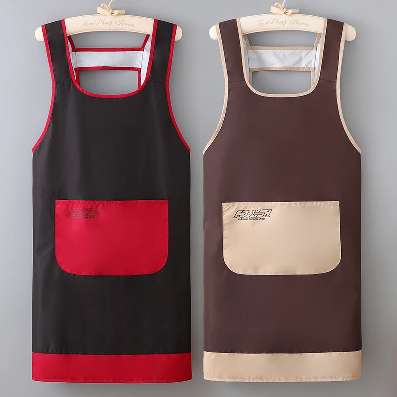 成人时尚做饭无袖围腰背带围裙防水防油透气耐脏女工作服家用厨房