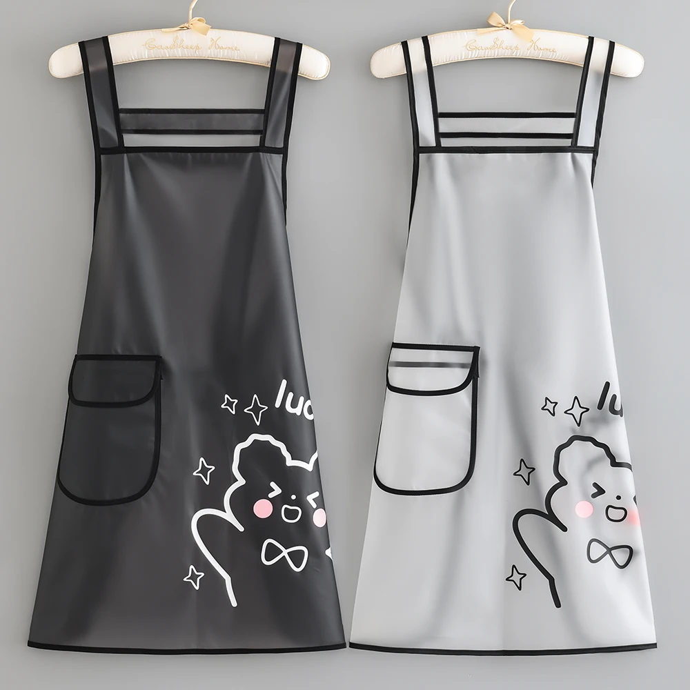 2024新款防油工作服围裙时尚家用厨房防污耐磨做饭围腰上班罩衣