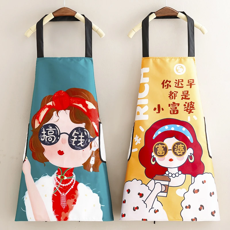 2023创意防水围裙厨房做饭家用擦手无袖罩衣围腰定制个性化工作服