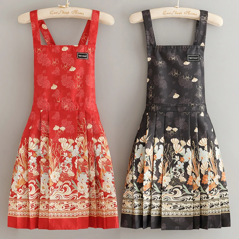 时尚国风马面裙可外穿上班工作服罩衣防污耐脏防泼水成人女款围裙