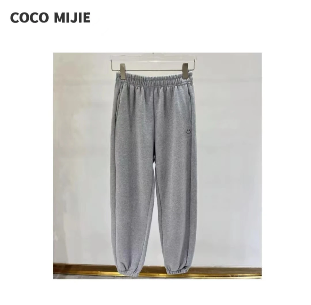 软糯显瘦加绒笑脸休闲卫裤