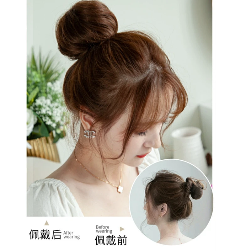 假发包丸子头 蓬松自然真发花苞头仿真凌乱盘发发包半丸子盘发器