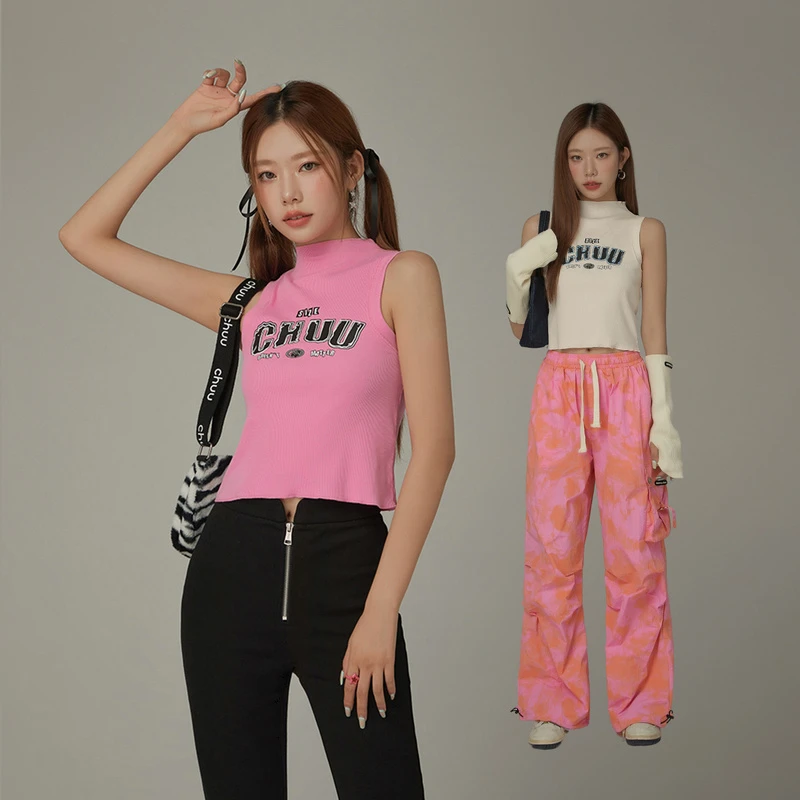 6006【金拐子专属】CHUU印花字母无袖设计外穿背心吊带-F