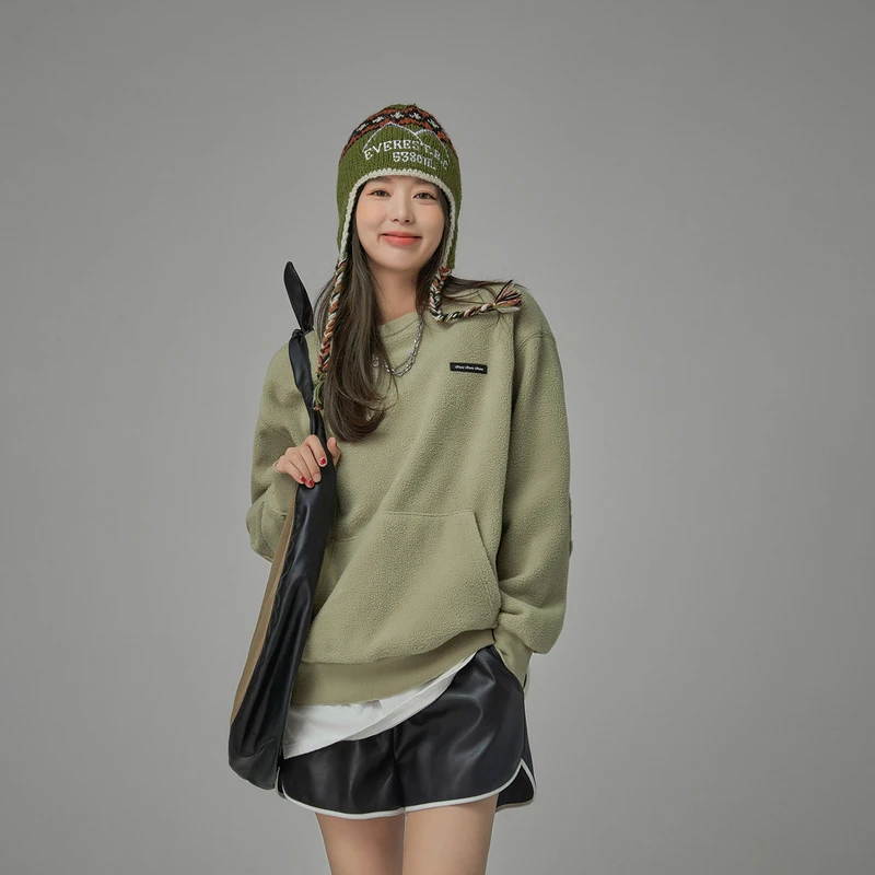 4226【金拐子专属】CHUU小个子宽松圆领颗粒绒长袖卫衣-F