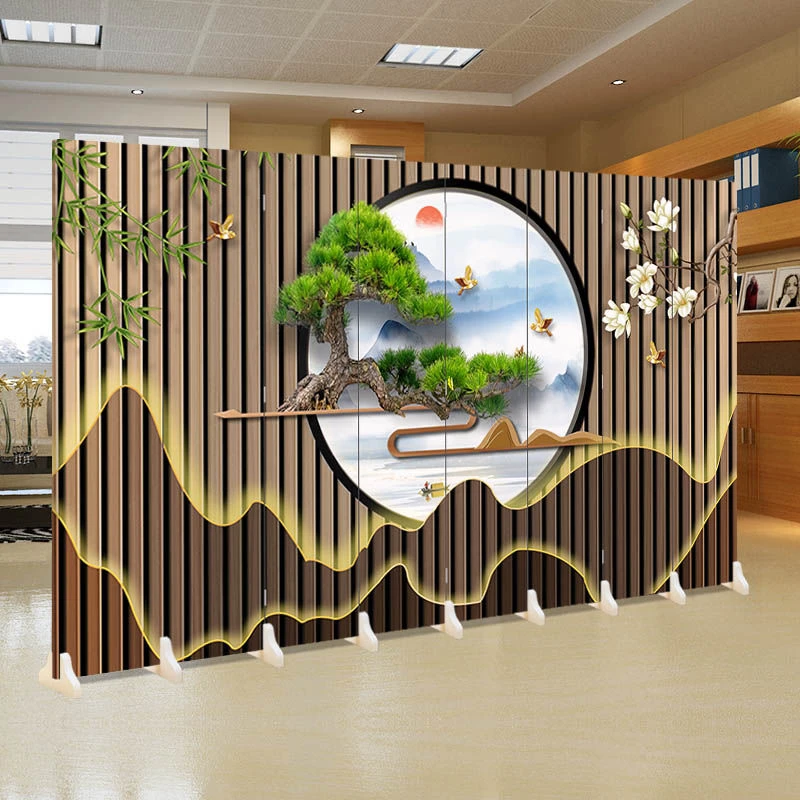 新中式屏风隔断墙客厅折叠移动办公室内简易卧室遮挡简约现代茶叶