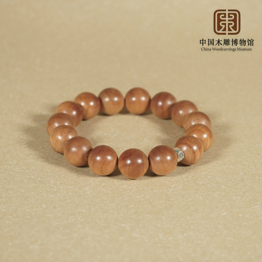 【中国木雕博物馆】印度迈索尔正区老山檀1.5黑肉横纹单圈手串+银