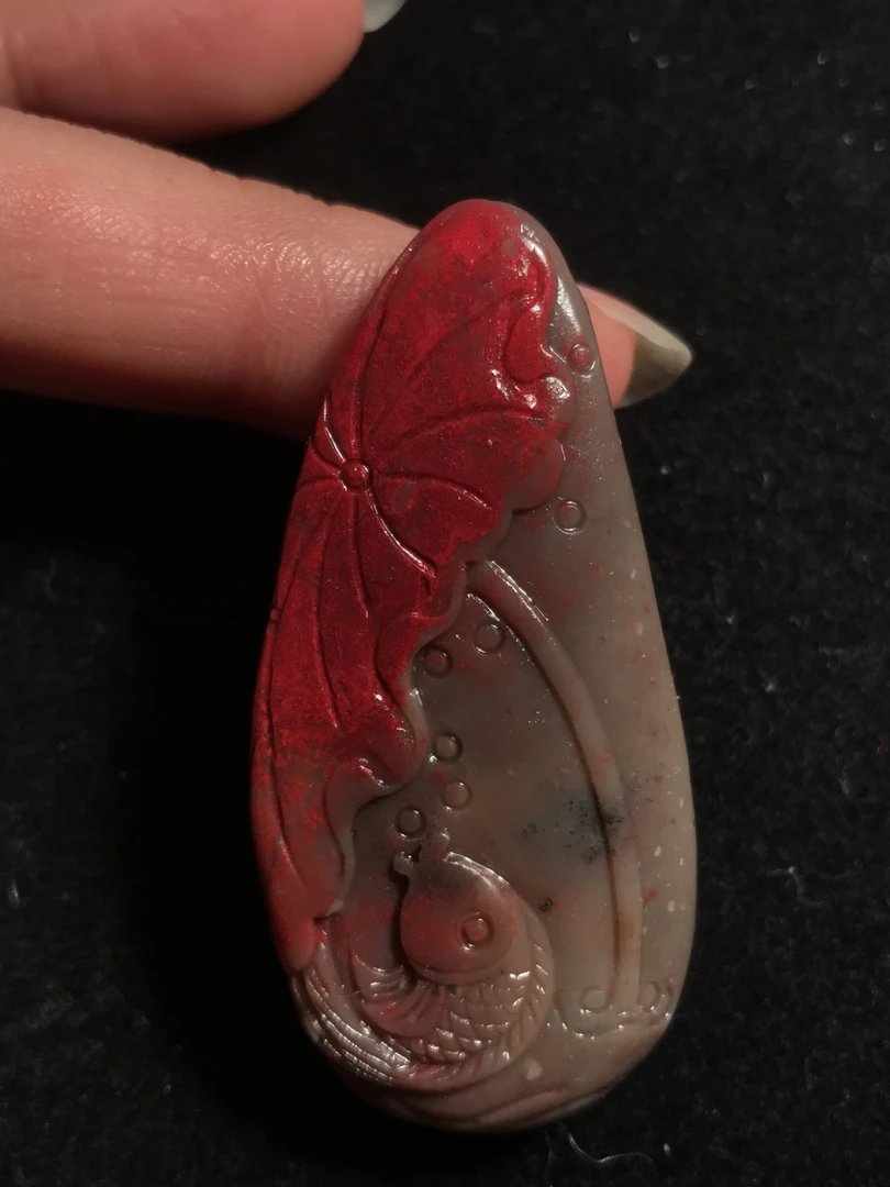 昌化鸡血石挂件，和和美美，血色深红