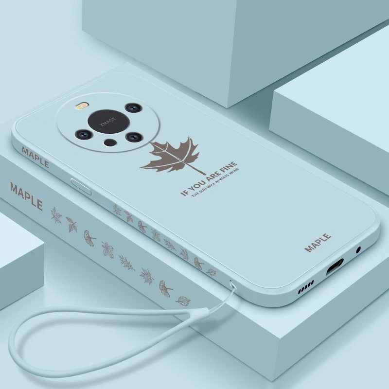适用于华为mate60pro手机壳魔方液态mate60侧边枫叶防摔保护套