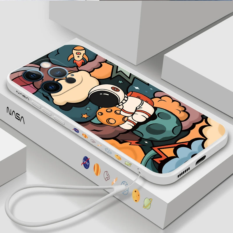 适用苹果16pro液态苹果15软硅胶苹果14/13侧边星球宇航防摔手机壳