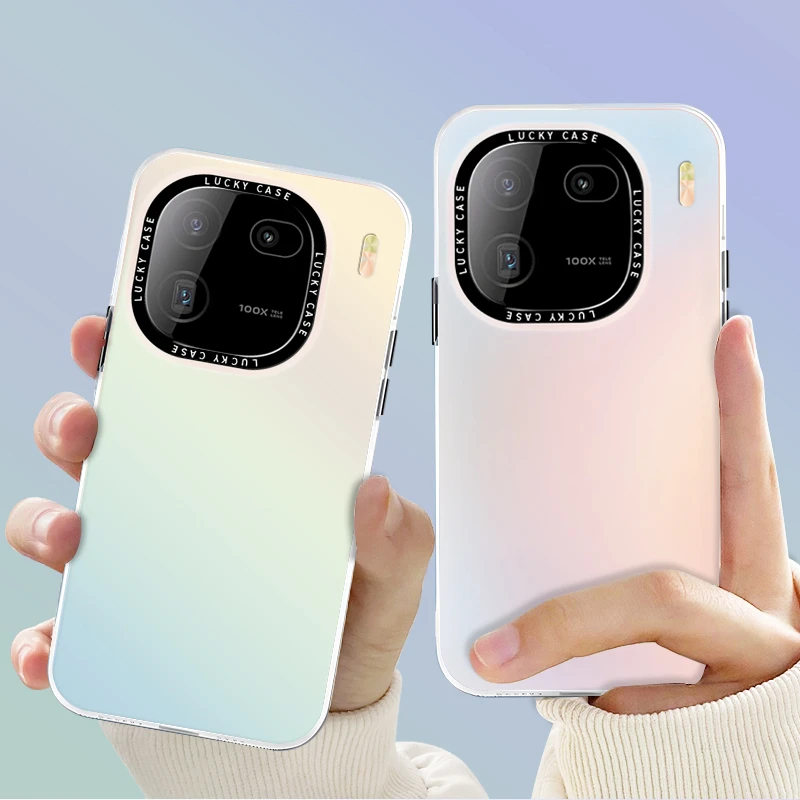 适用vivoiQOO12手机壳极光镭射iQOO12Pro纯色个性简约ins保护套